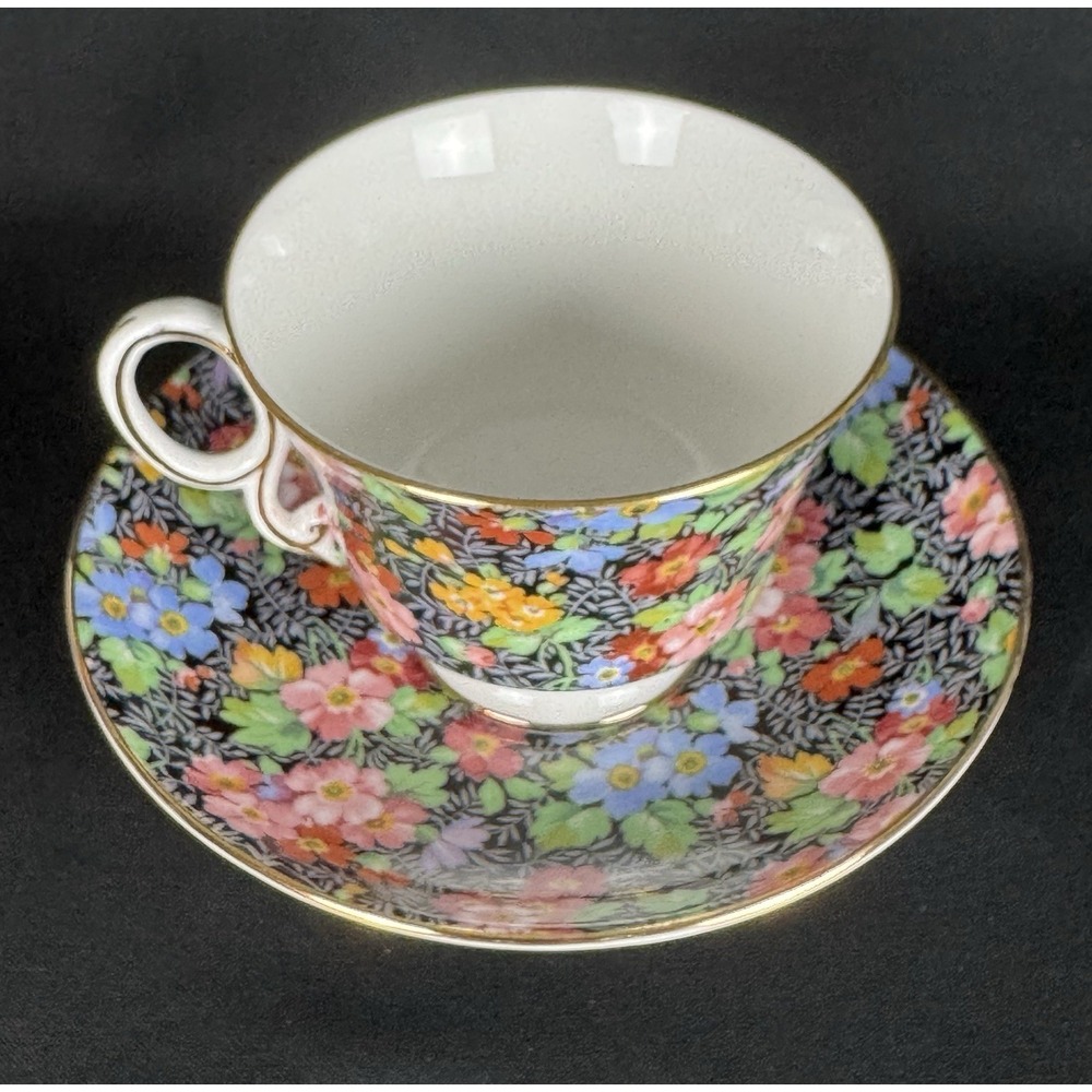Vintage Adderley Harley Tea Cup & Saucer Block Chintz Made In England